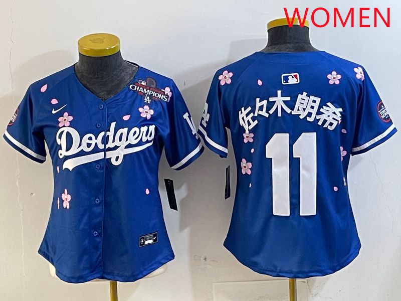 Women Los Angeles Dodgers #11 R.Sasaki Blue Sakura Edition 2025 Nike MLB Jersey style 5